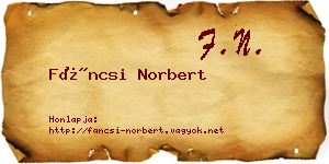 Fáncsi Norbert névjegykártya